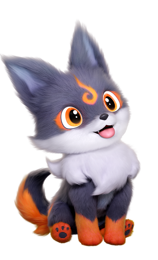 Emberpup creature artwork, used as an example of a Fire damage companion