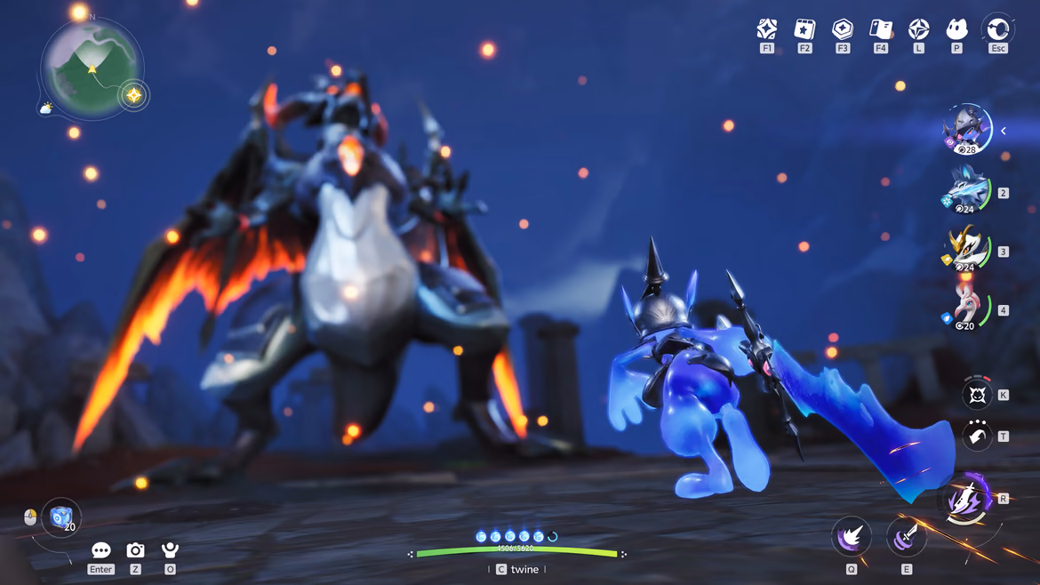 Aniimo team fighting a large Alpha creature in real-time combat